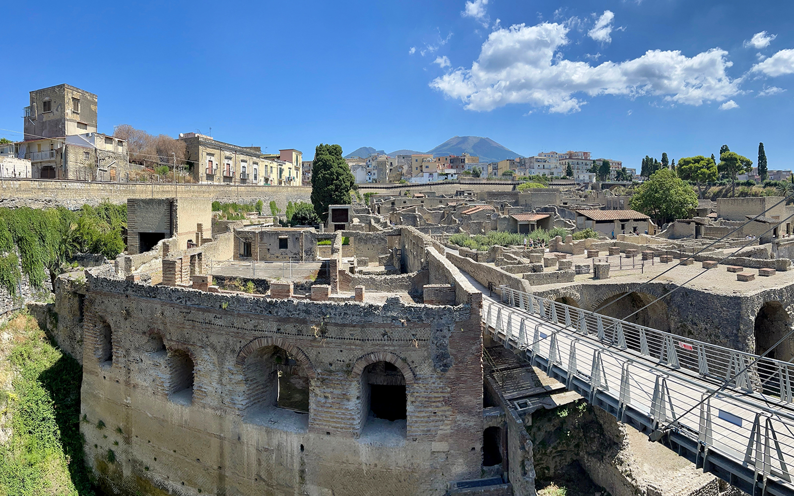 Herculaneum ruins with Mount Vesuvius in the background, Italy.