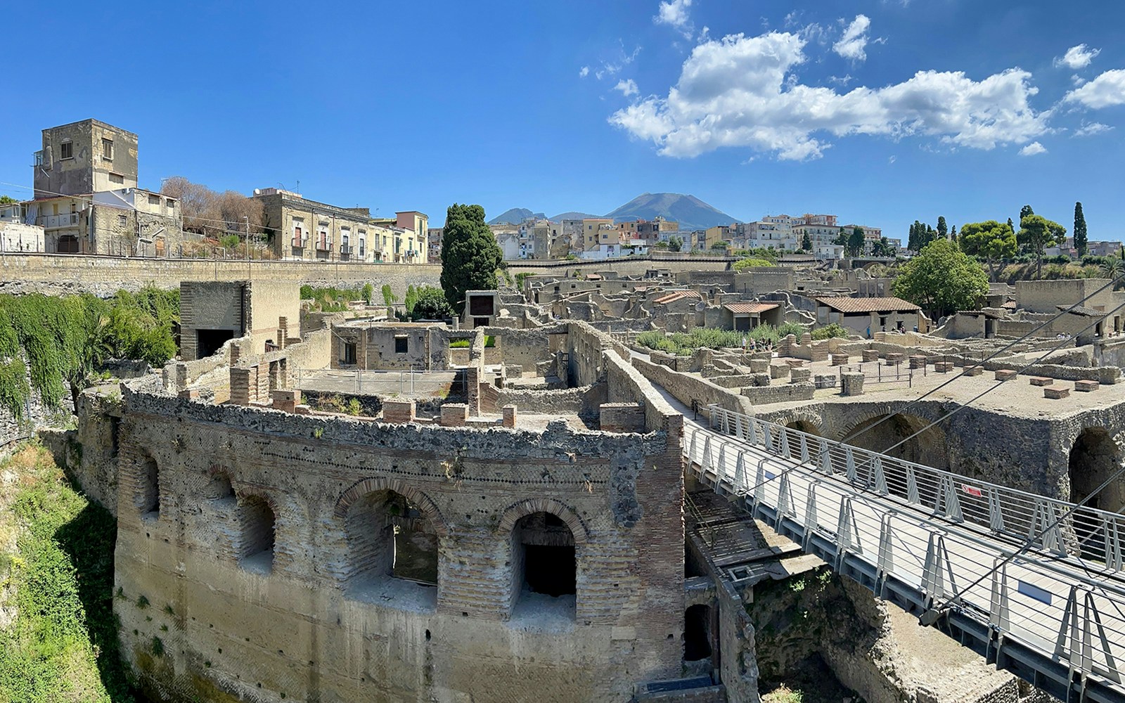 Herculaneum ruins with Mount Vesuvius in the background, Italy.