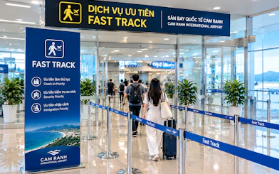 Fast track lane at Cam Ranh International Airport for group arrivals, Nha Trang.