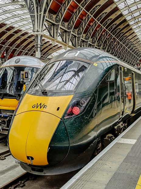 Train at London station platform for London to Liverpool transfer.