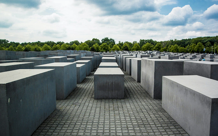 Concrete slabs at the Holocaust Memorial in Berlin, Germany.