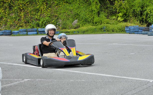 Go-karting at Murasaki Mura Ryukyu Kingdom Theme Park, Okinawa.