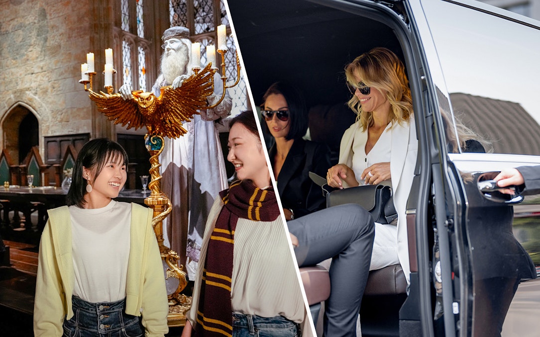 Visitors enjoying a magical tour and luxury transport experience.