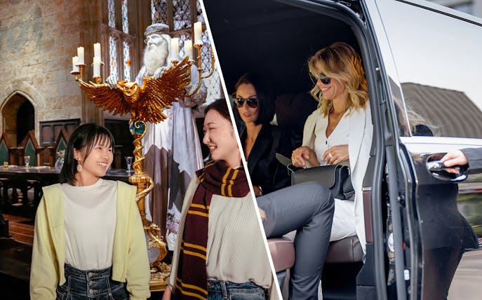 Visitors enjoying a magical tour and luxury transport experience.