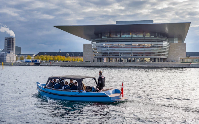 Canal boat near Copenhagen Opera House on Hygge tour from Ved Stranden.