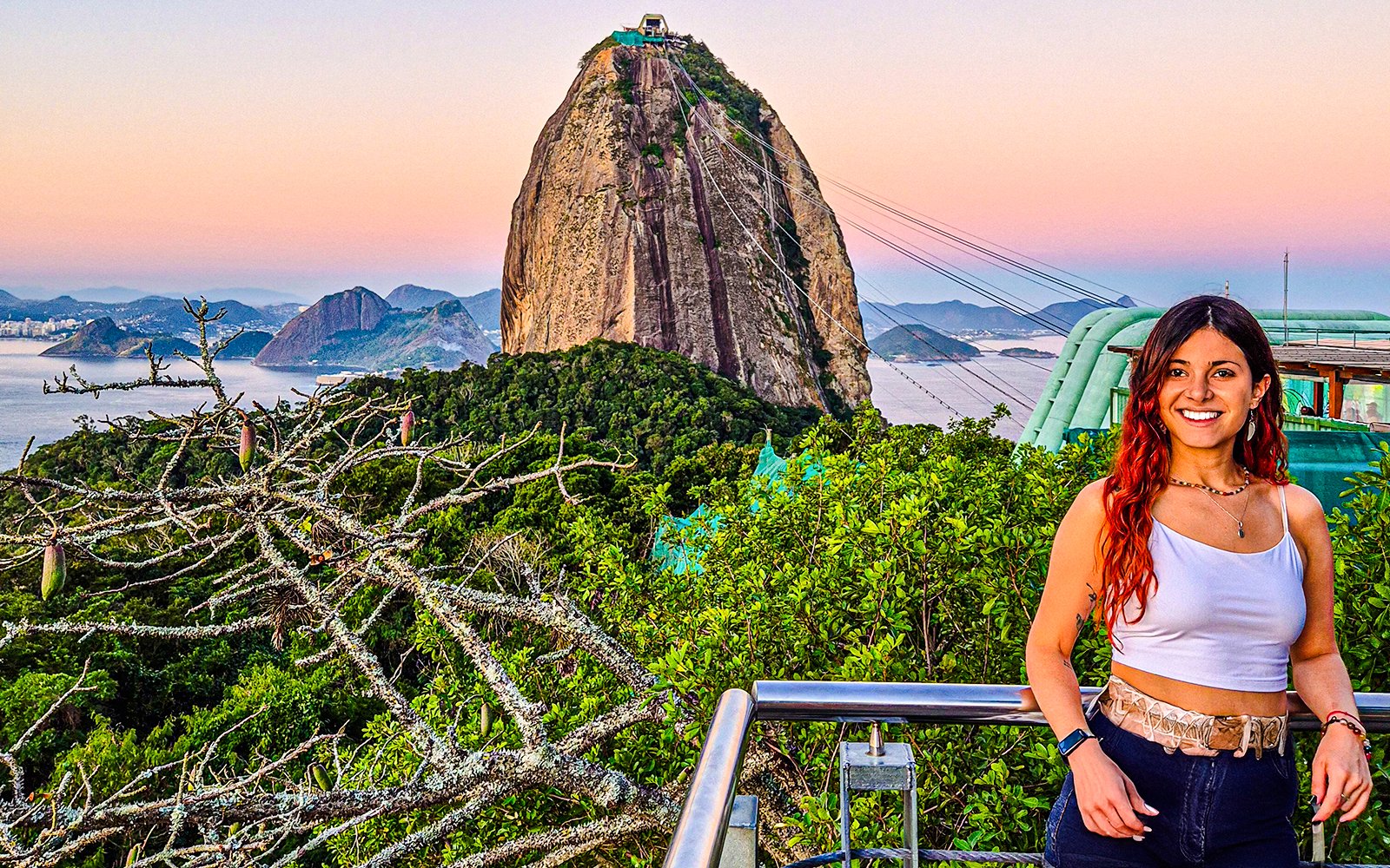 Sugarloaf Mountain view with cable cars in Rio de Janeiro, Brazil.