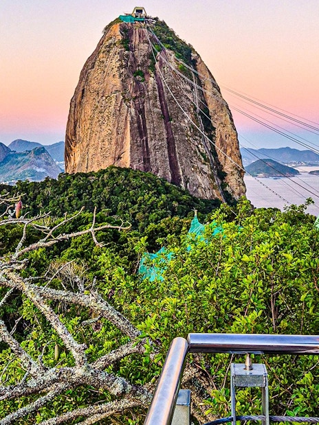 Sugarloaf Mountain view with cable cars in Rio de Janeiro, Brazil.