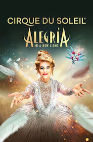 Cirque du Soleil Alegria performers in vibrant costumes on stage, Las Vegas.