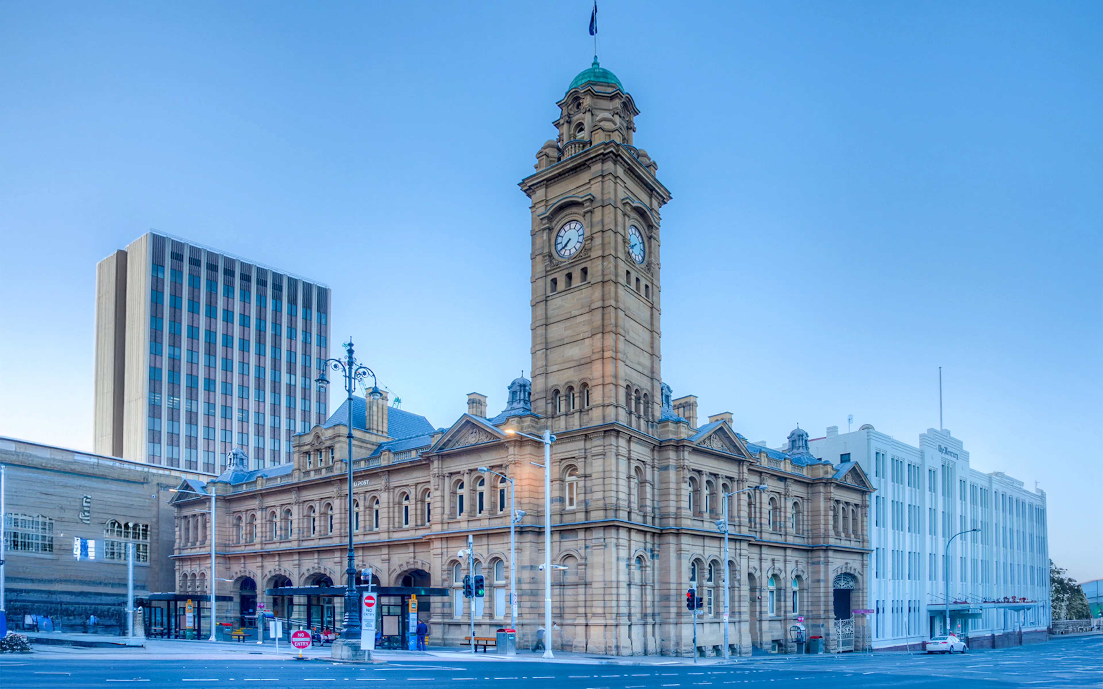 Historic clock tower at Hobart General Post Office, Tasmania.