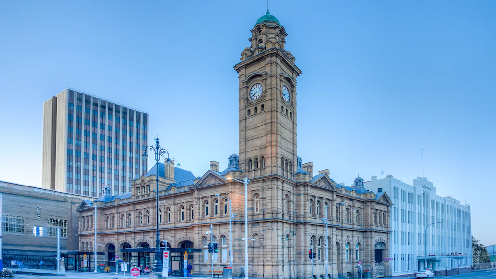 Historic clock tower at Hobart General Post Office, Tasmania.