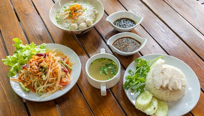 Visitors enjoying fresh thai food