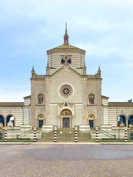 Milan's Monumental Cemetery facade, included in Official Milano Pass.
