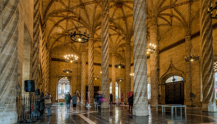 Interior of the famous Lonja de la Seda, Valencia