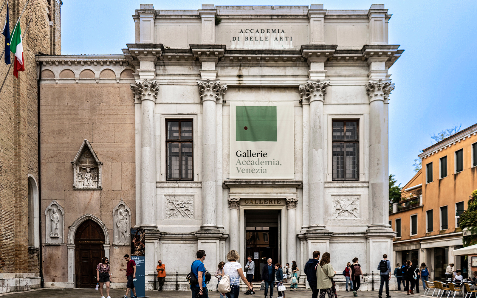 Façade of the Gallerie dell'Accademia, showcasing pre-19th-century art in Venice, Italy.