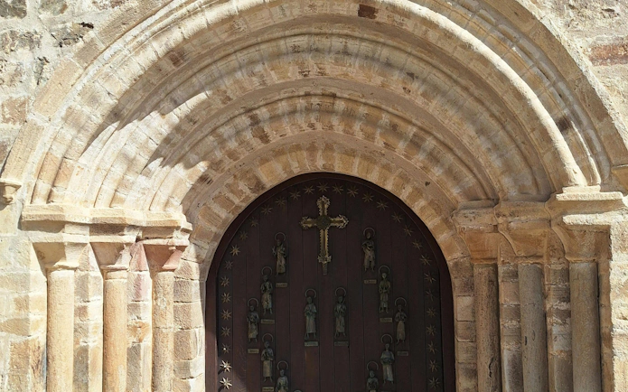 Entrance arch of Capilla del Lignum Crucis at Monastery of Santo Toribio de Liébana, Cantabria.