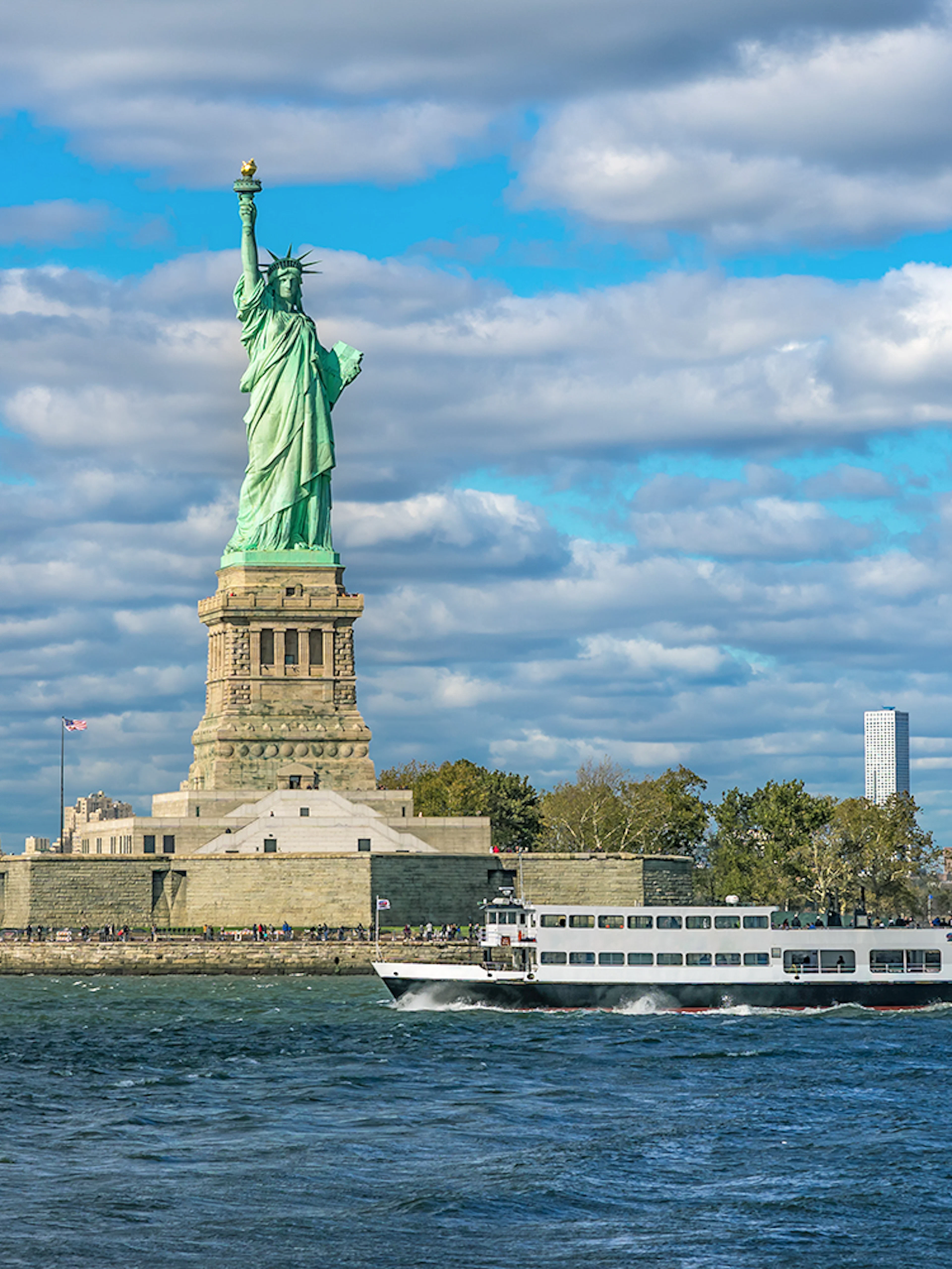 Statue of Liberty viewed from a cruise, New York City tour.