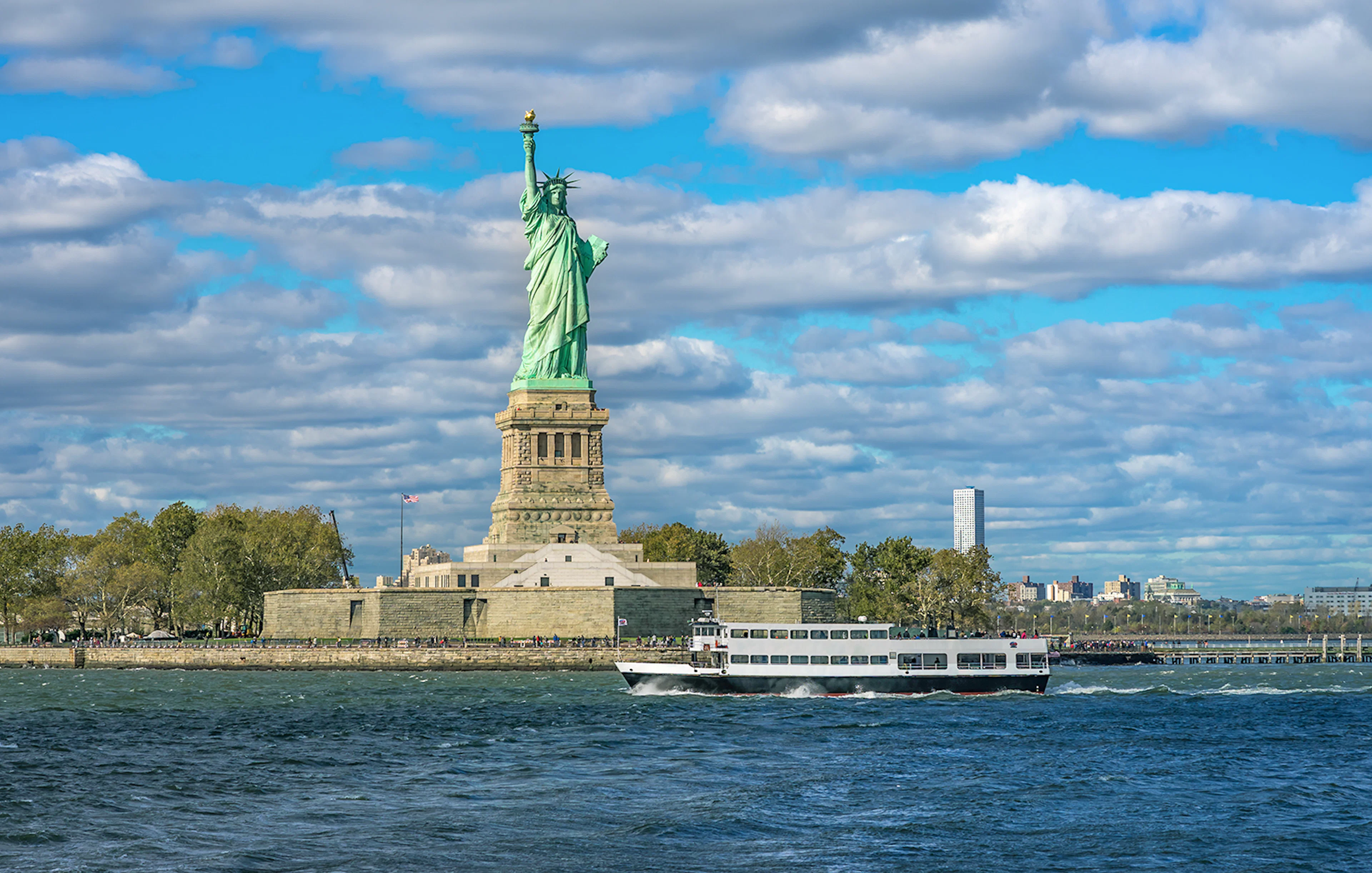 Statue of Liberty viewed from a cruise, New York City tour.