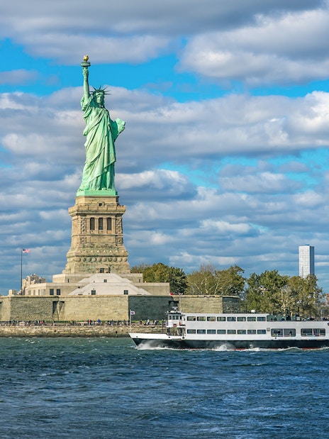 Statue of Liberty viewed from a cruise, New York City tour.