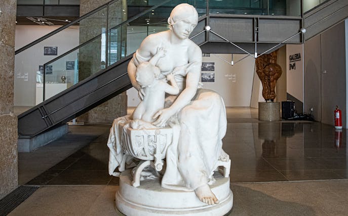 Sculpture of a woman and child at the National Museum of Contemporary Art.