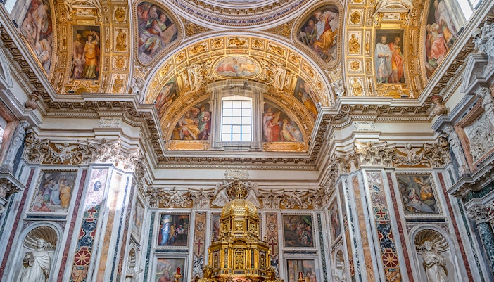 Santa Maria Maggiore Papal Altar in Rome, showcasing intricate religious architecture.