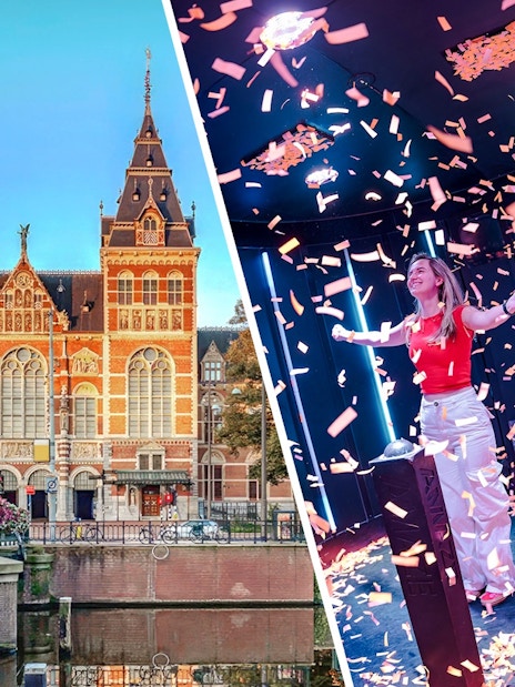 Guests enjoying interactive experience at Amaze Amsterdam with confetti.