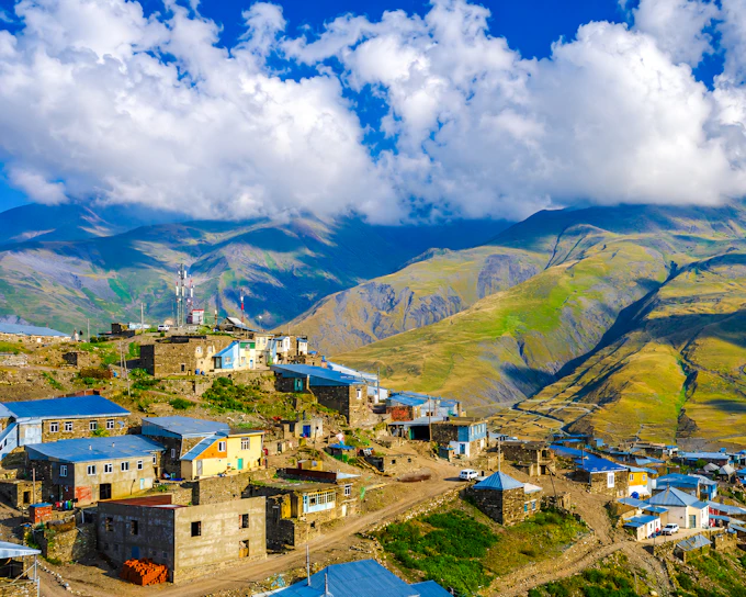 From Baku: Khinalig Village, Candy Cane Mountains, Pink Lake & Eagle Peak Tour