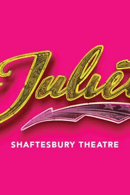 &Juliet logo with Shaftesbury Theatre text on pink background.