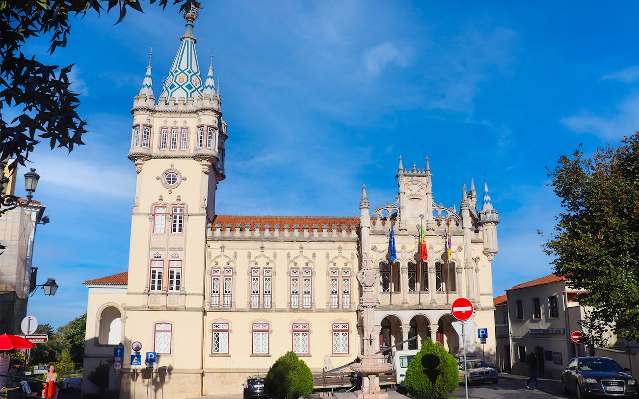 Sintra town hall with ornate architecture on a sunny day.