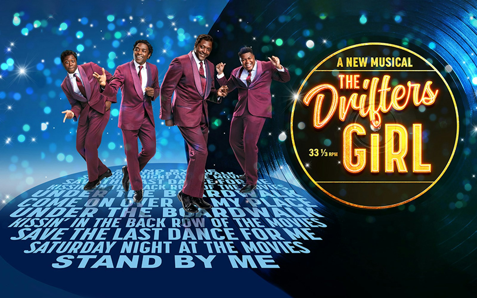 The Drifters Girl musical cast performing on stage in London theater.