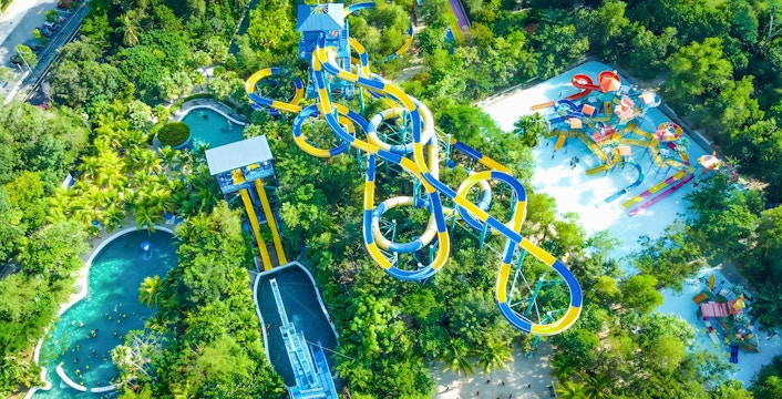 Aerial shot of escape theme park
