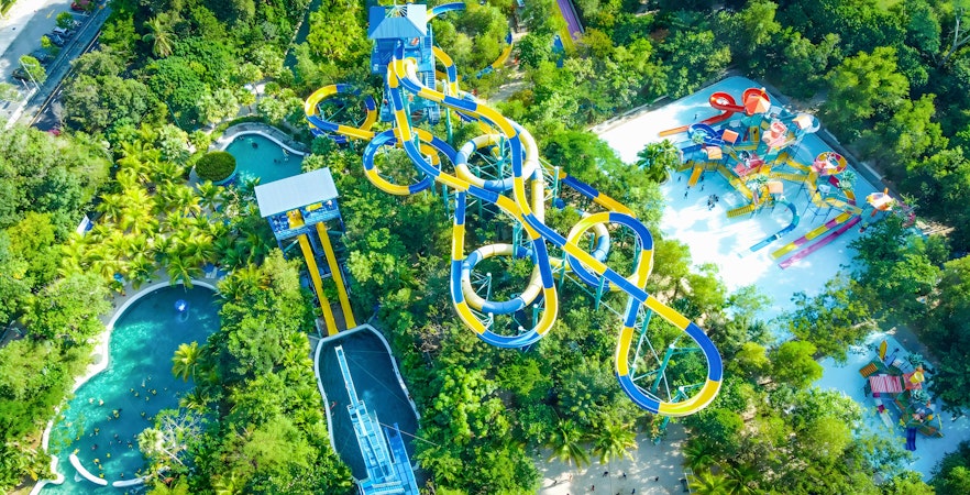 Aerial shot of escape theme park