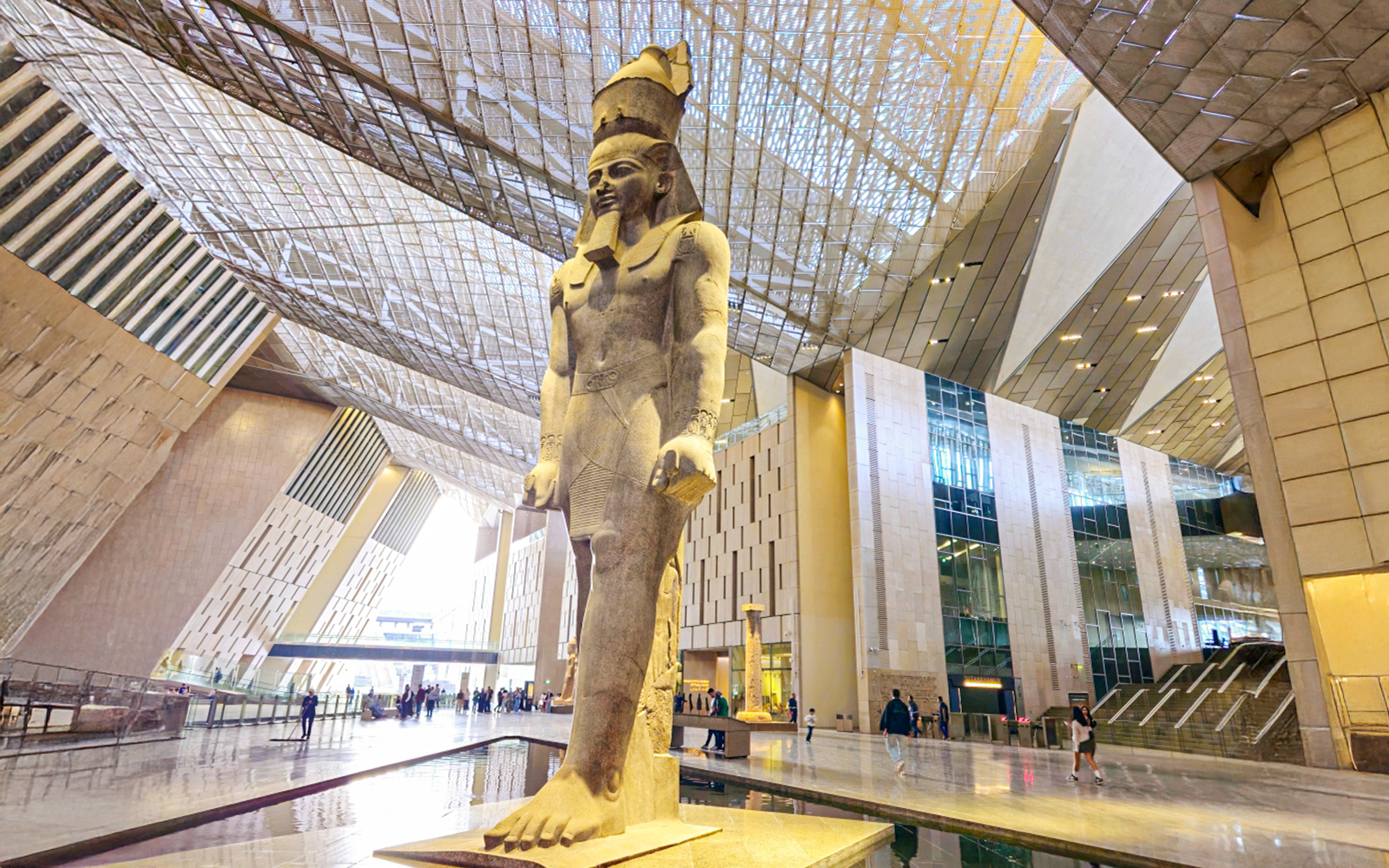 Statue of Ramses II in the Grand Egyptian Museum, Cairo, Egypt.
