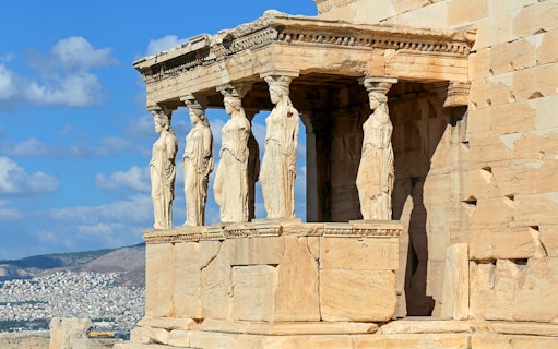 Porch of the Caryatids at the Temple of Erechtheion, Athens.