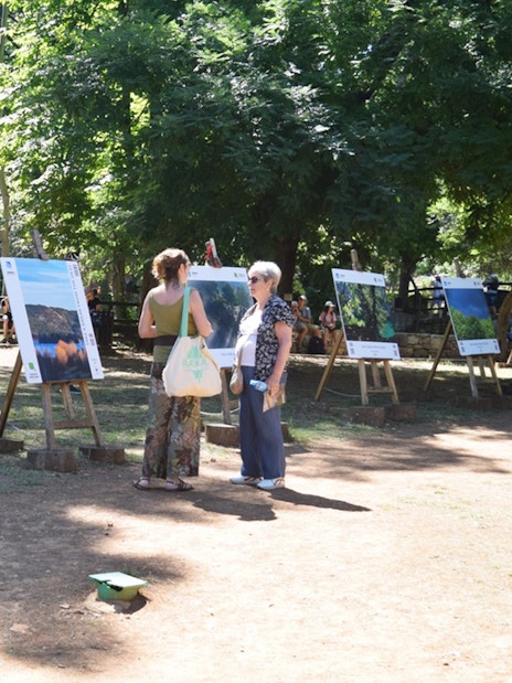 Visitors viewing outdoor exhibits at Krka National Park.