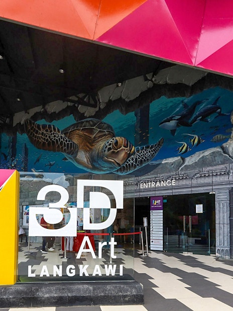 Entrance of 3D Art Museum Langkawi with colorful mural and signage.