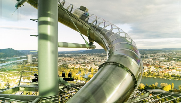 Experience the Danube Tower Slide at the Danube Tower
