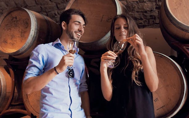 Wine tasting in a Tuscan cellar during a VIP semi-private tour.