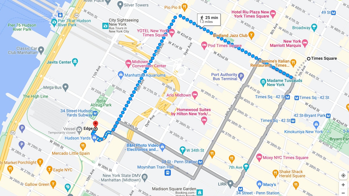 walking to edge nyc