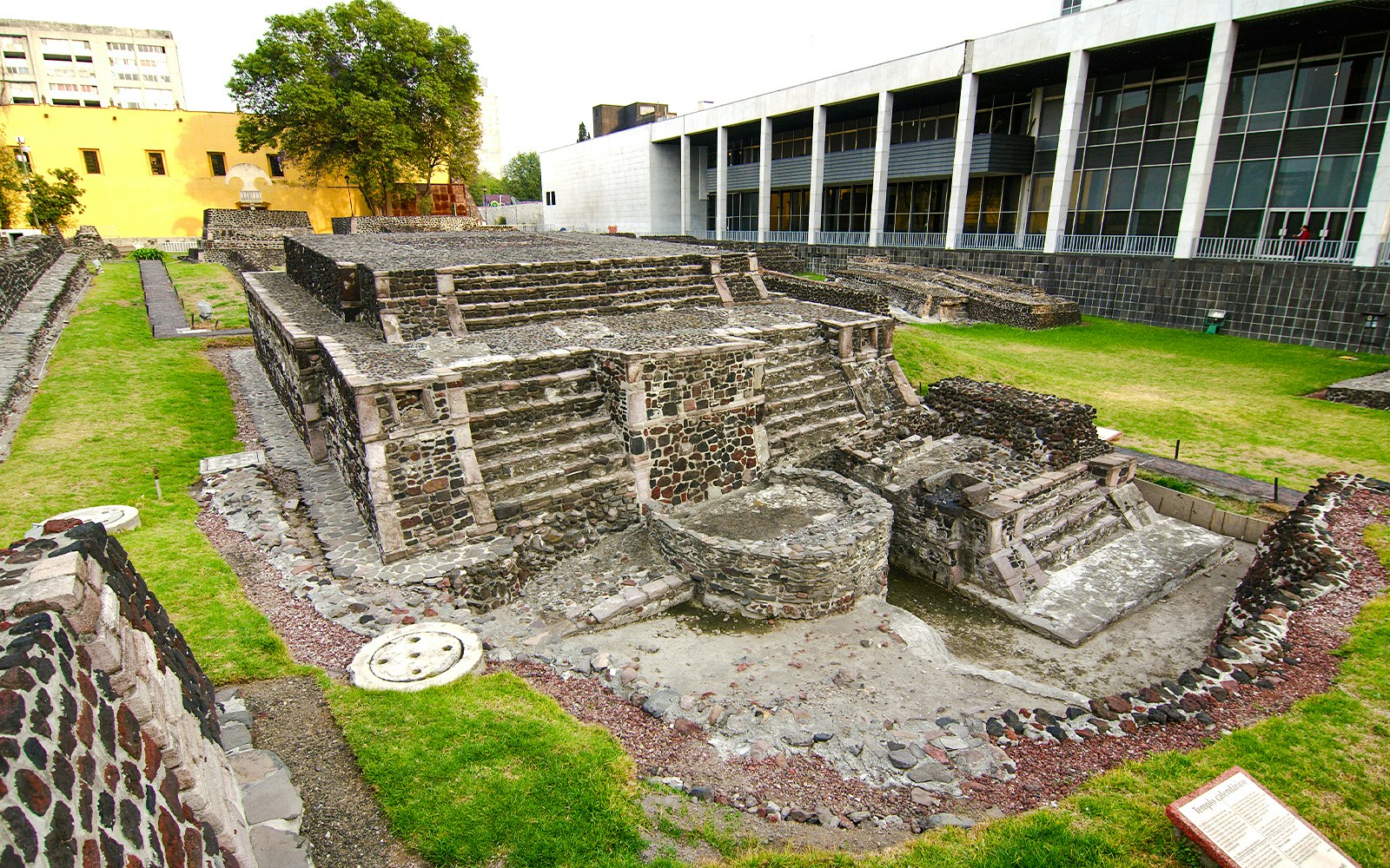 Remains of Aztec temples at Plaza de las Tres Culturas, Mexico City.