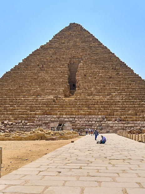 Entrance path leading to the Pyramid of Menkaure in Giza, Egypt.