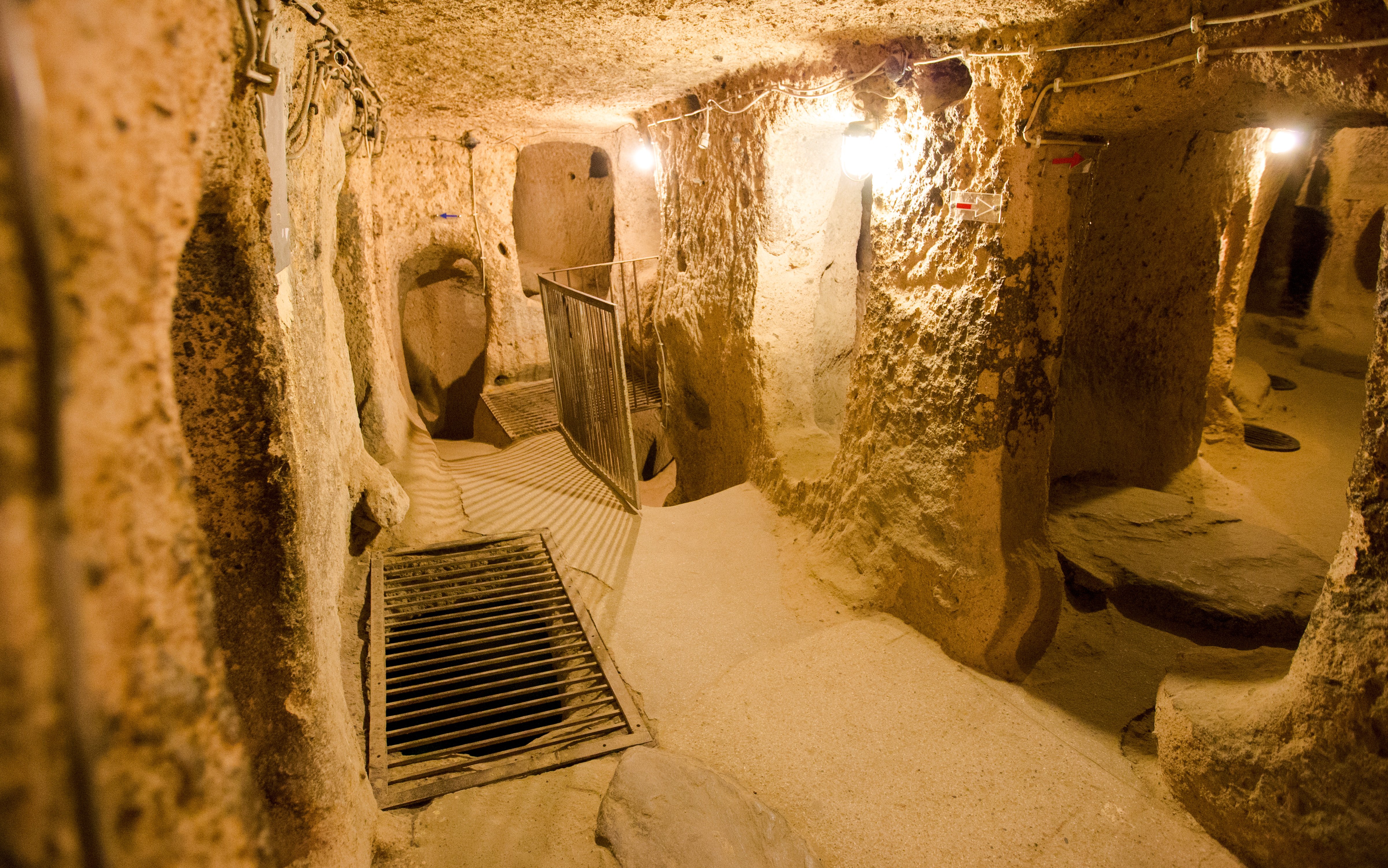 Kaymakli Underground City passageways in Cappadocia, Turkey.