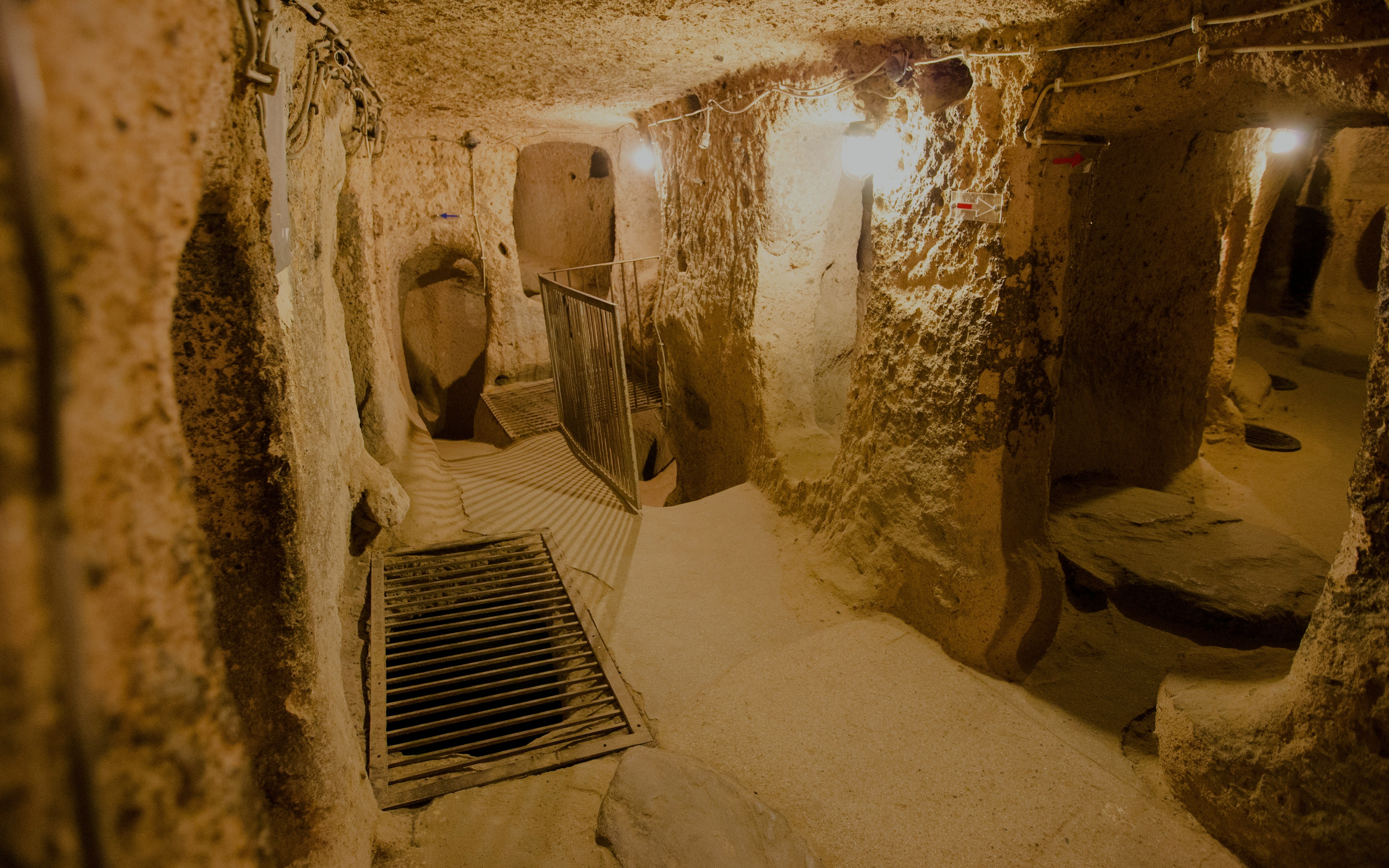 Kaymakli Underground City passageways in Cappadocia, Turkey.
