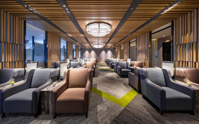 Plaza Premium Lounge seating area, Zone A, Taipei, Taiwan.