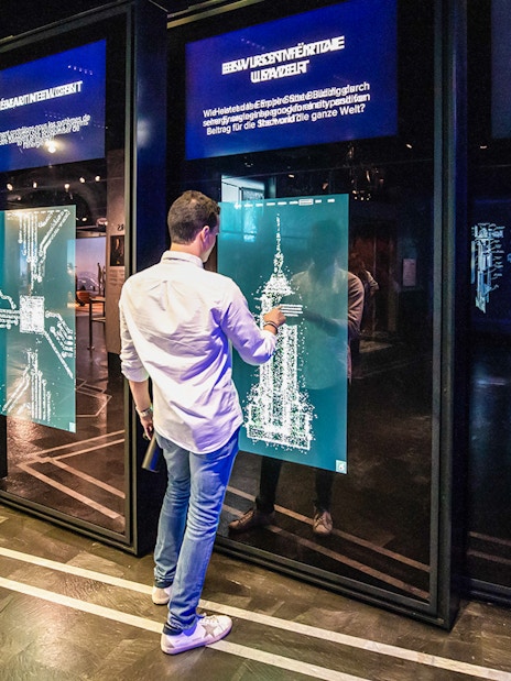 Interactive digital display on the 86th floor during VIP Sunrise Experience with Starbucks Reserve.