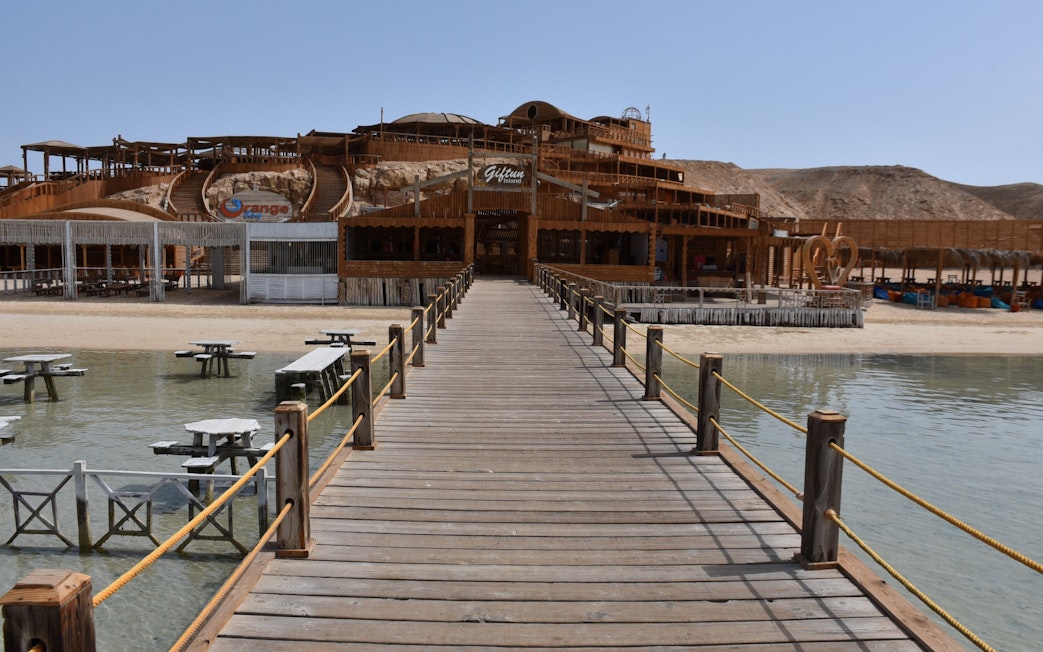 Pier leading to Orange Bay on Giftun Island, Red Sea near Hurghada.