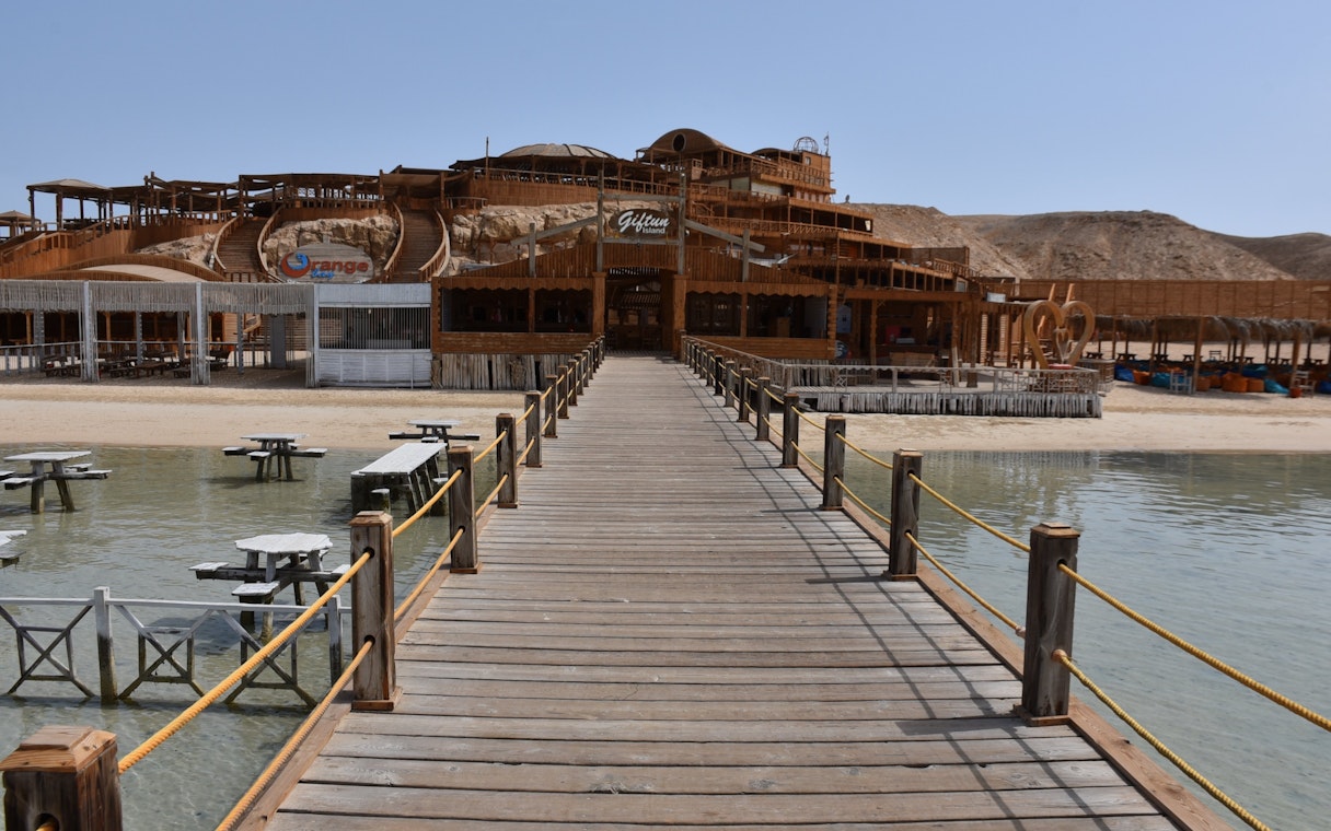 Pier leading to Orange Bay on Giftun Island, Red Sea near Hurghada.