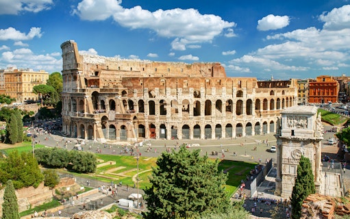 Aerial view of the Colosseum in Rome during a VIP private tour.