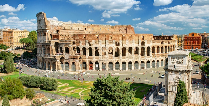 Aerial view of the Colosseum in Rome during a VIP private tour.