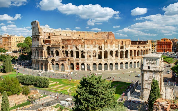 Aerial view of the Colosseum in Rome during a VIP private tour.