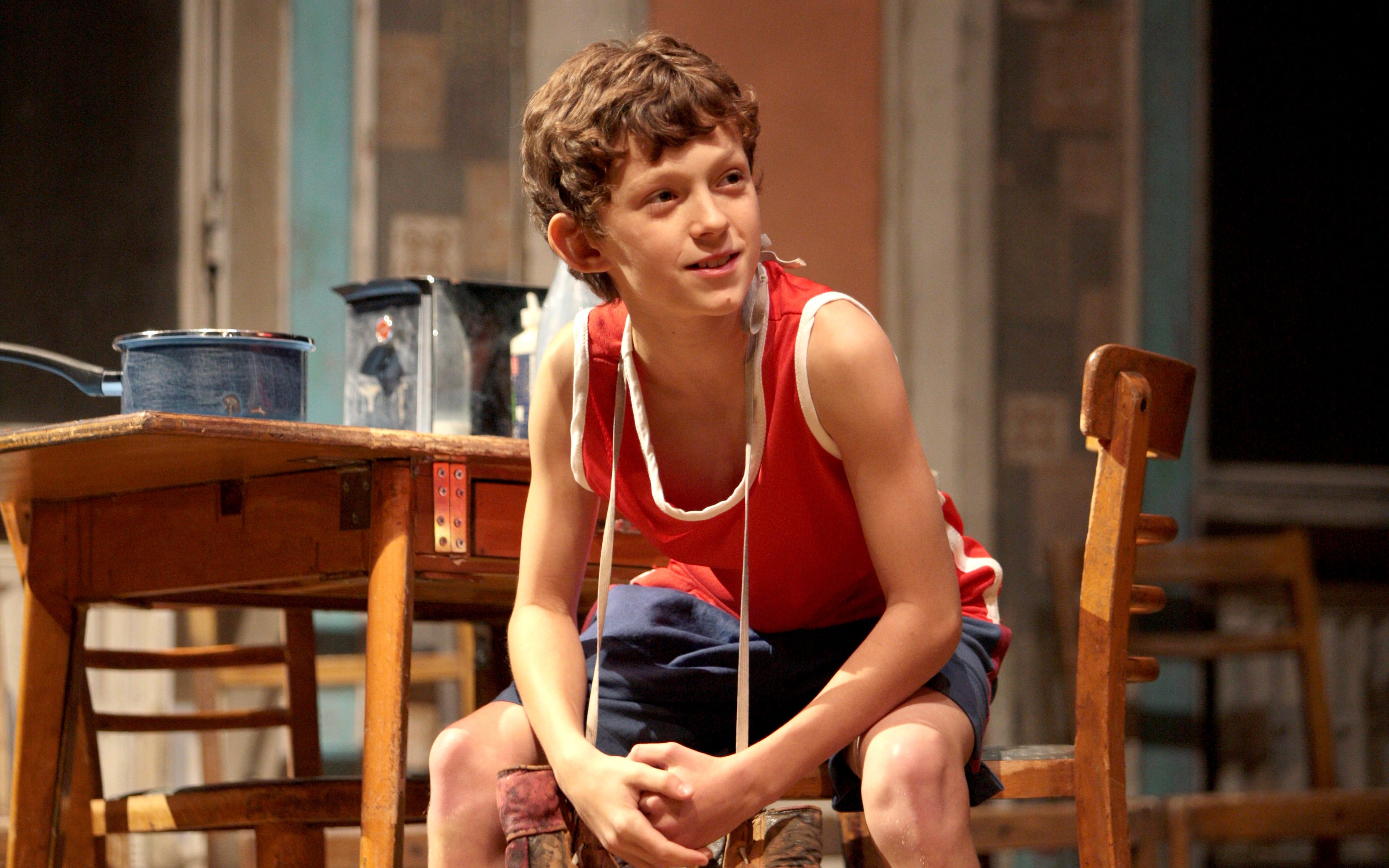 Young actor in a scene from Billy Elliot the Musical, West End production.